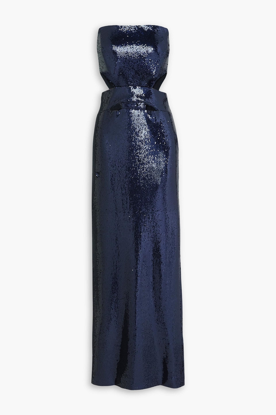 Et Ochs Ava Strapless Cutout Sequined Satin Gown In Navy