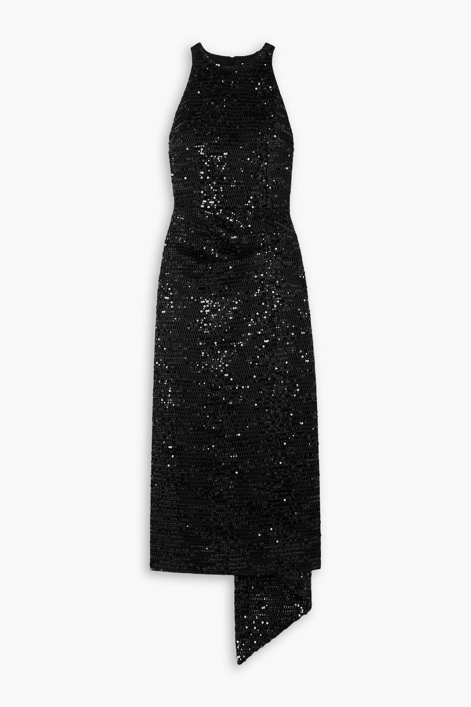 Emilia Wickstead Cheska Asymmetric Sequined Mesh Midi Dress In Black