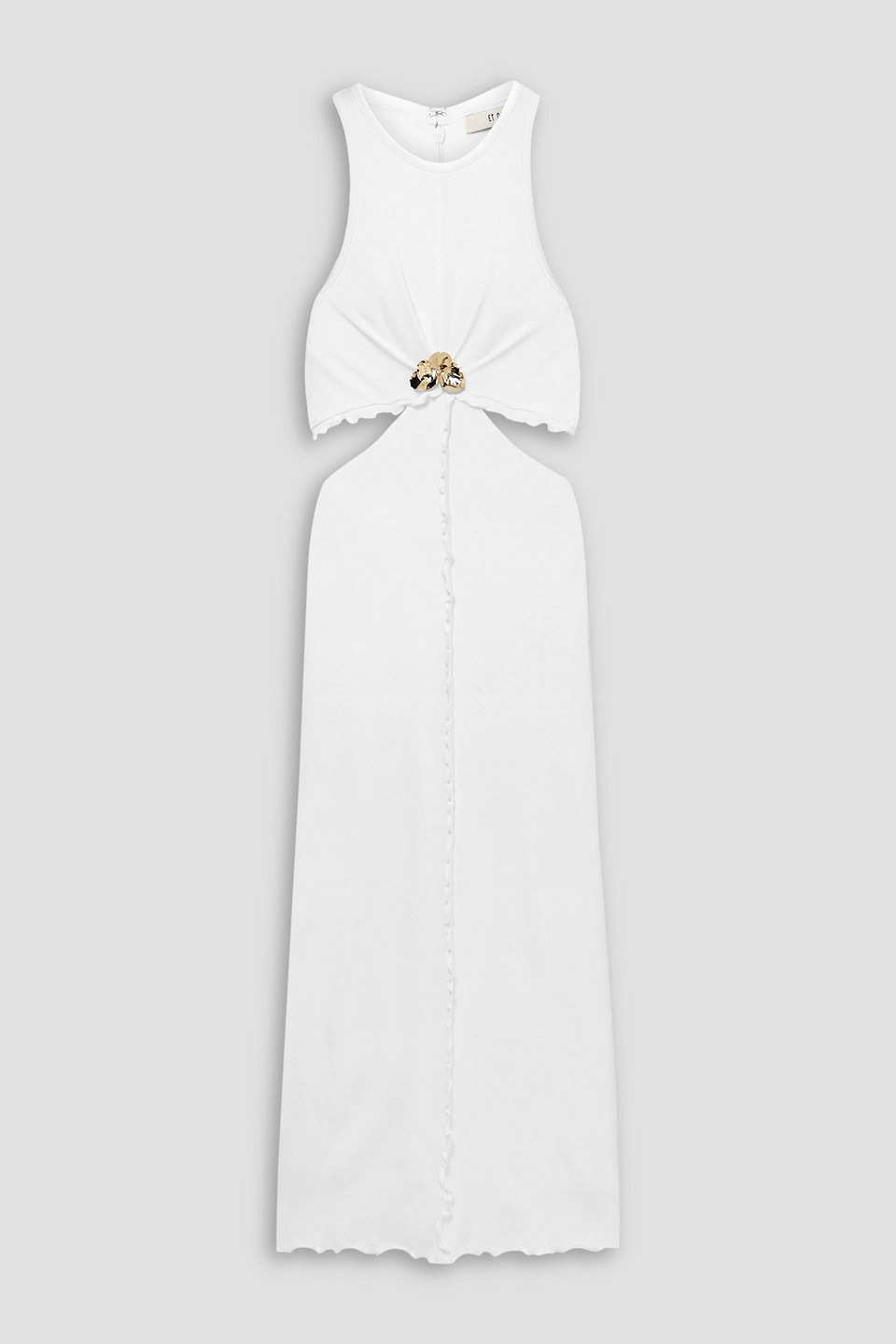 Et Ochs Laela Embellished Cutout Stretch-satin Jersey Midi Dress In White