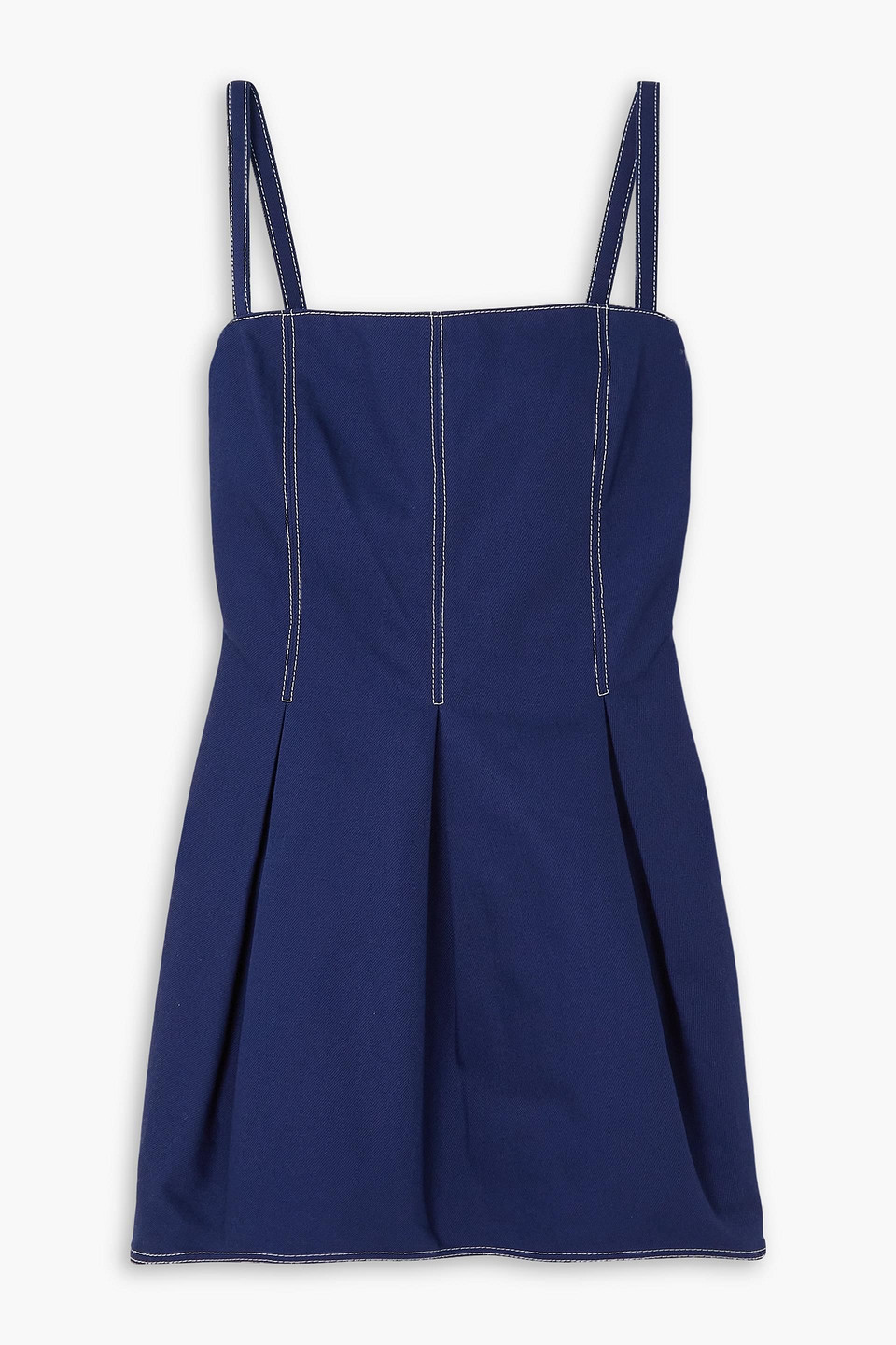 Emilia Wickstead Eris Pleated Denim Mini Dress In Dark Denim
