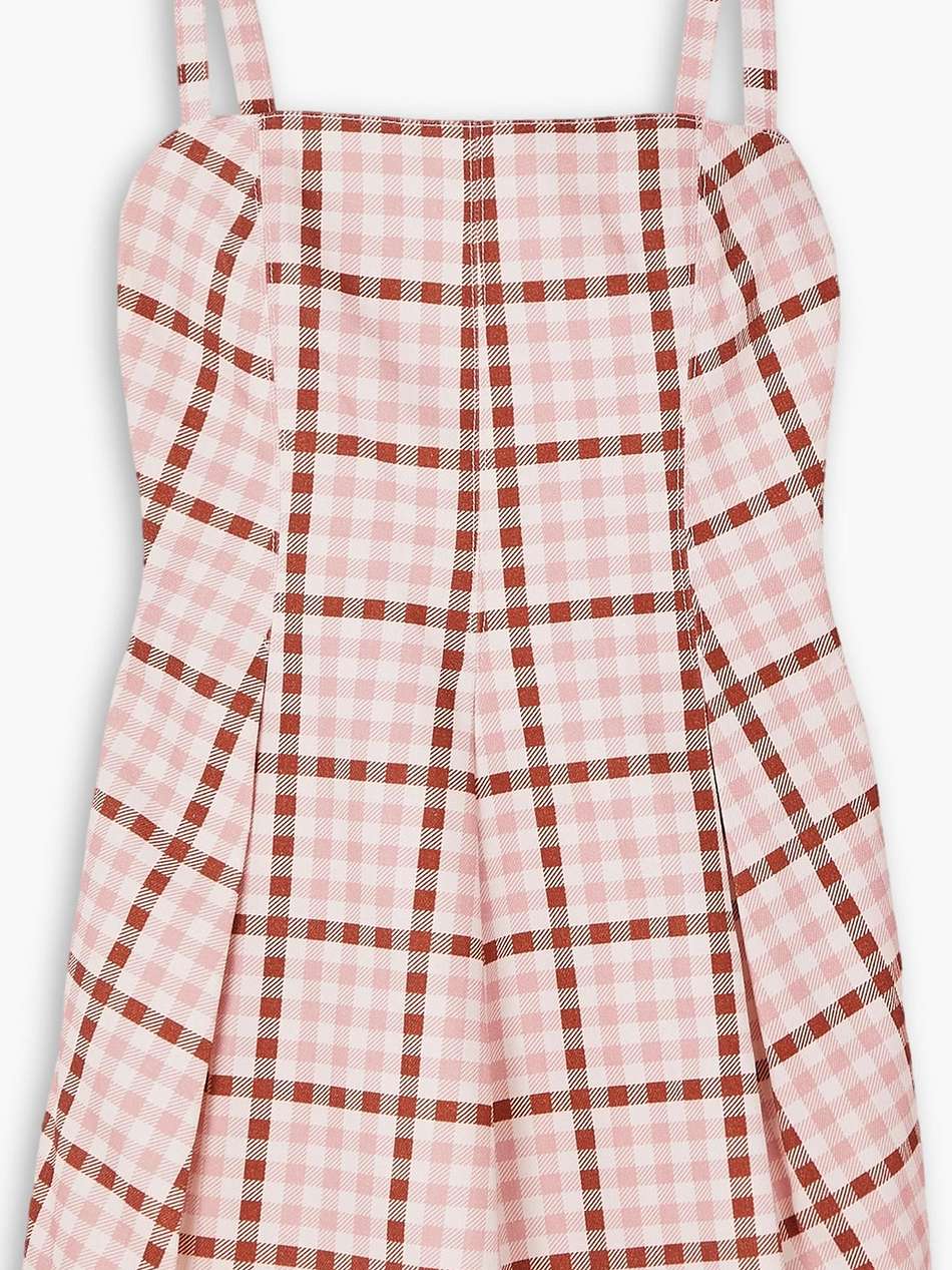 eris pleated gingham denim mini dress