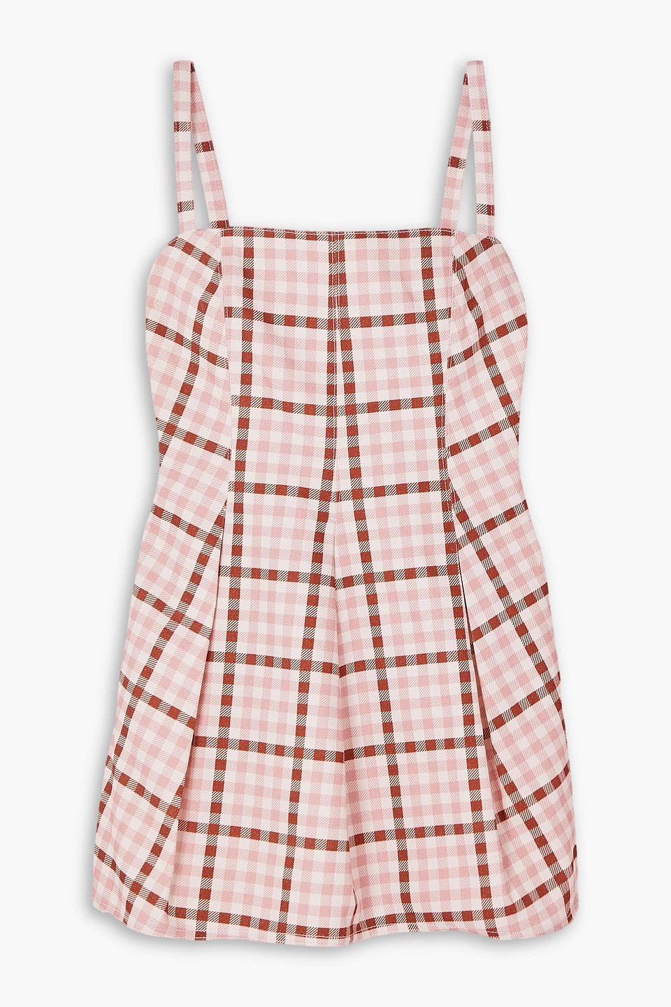 Emilia Wickstead Eris Pleated Gingham Denim Mini Dress In Baby Pink