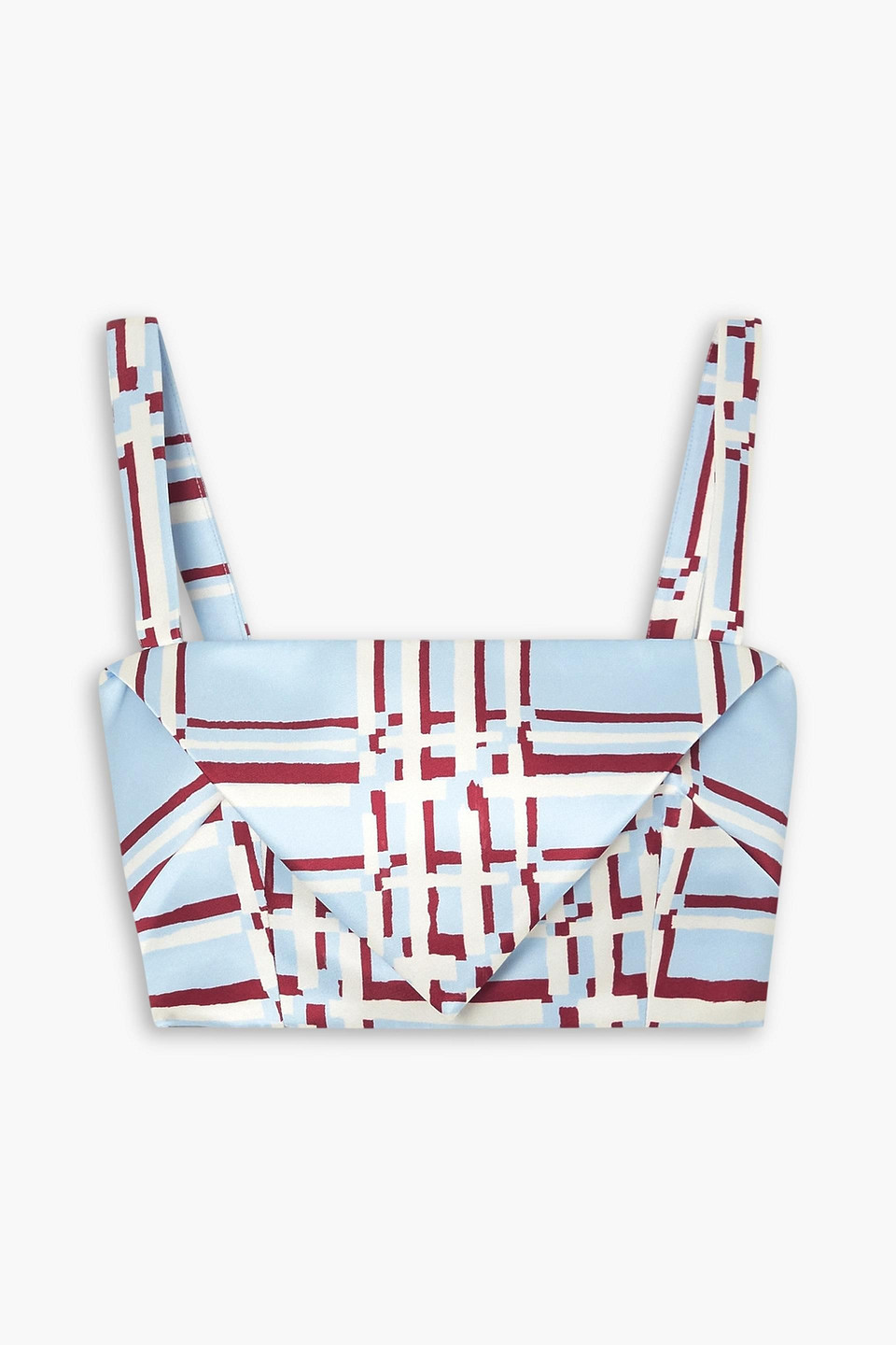 Emilia Wickstead Zori Cropped Checked Taffeta Top In Sky Blue