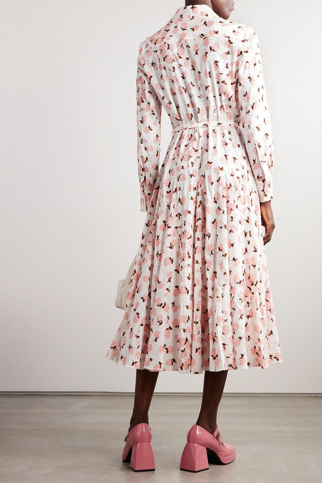 EMILIA WICKSTEAD Marion floral-print textured Swiss-dot cotton-blend midi dress