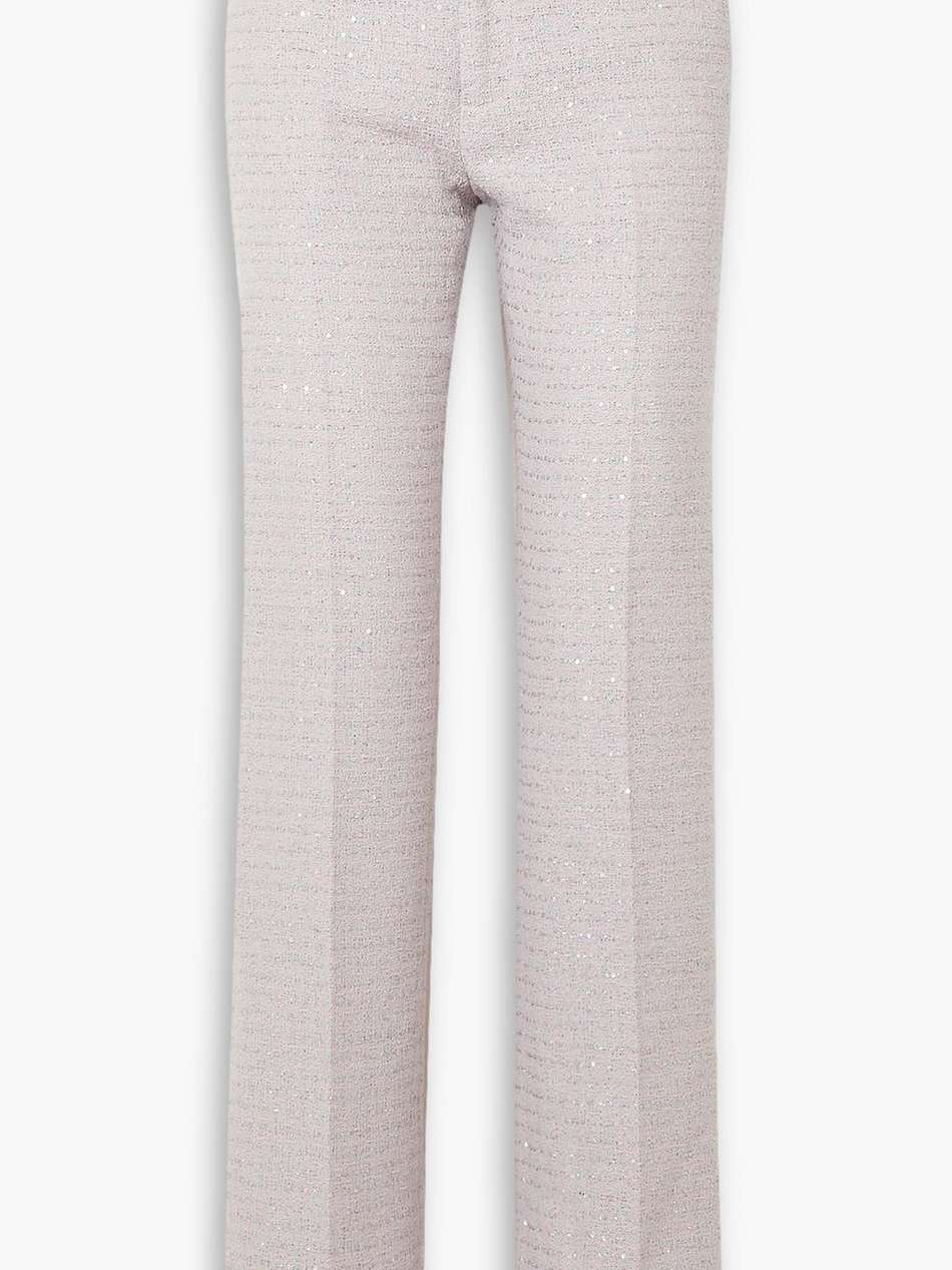 sequined cotton-blend bouclé-tweed straight-leg pants
