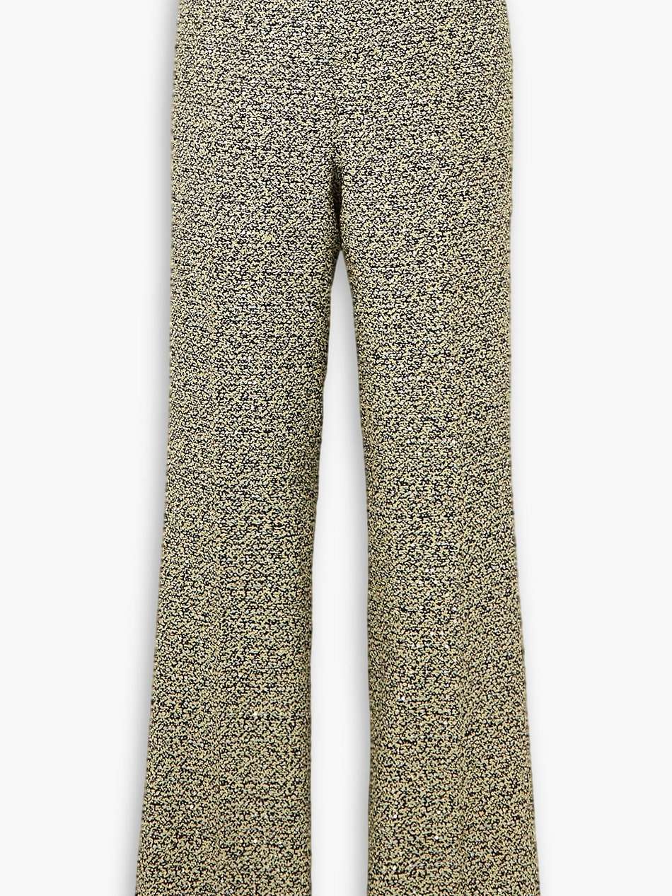 sequined-embellished cotton-blend tweed straight-leg pants