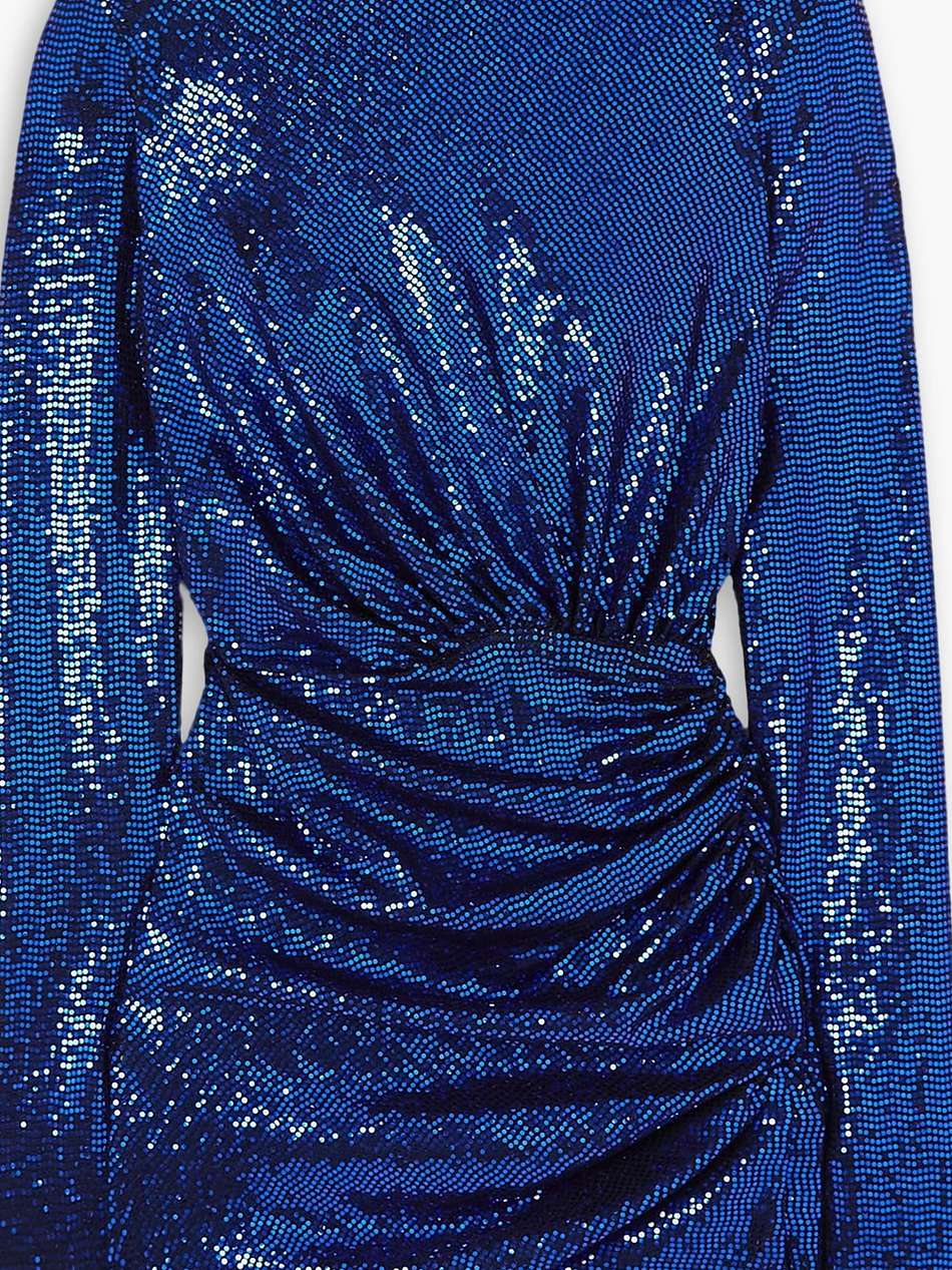 ruched sequined stretch-satin mini dress