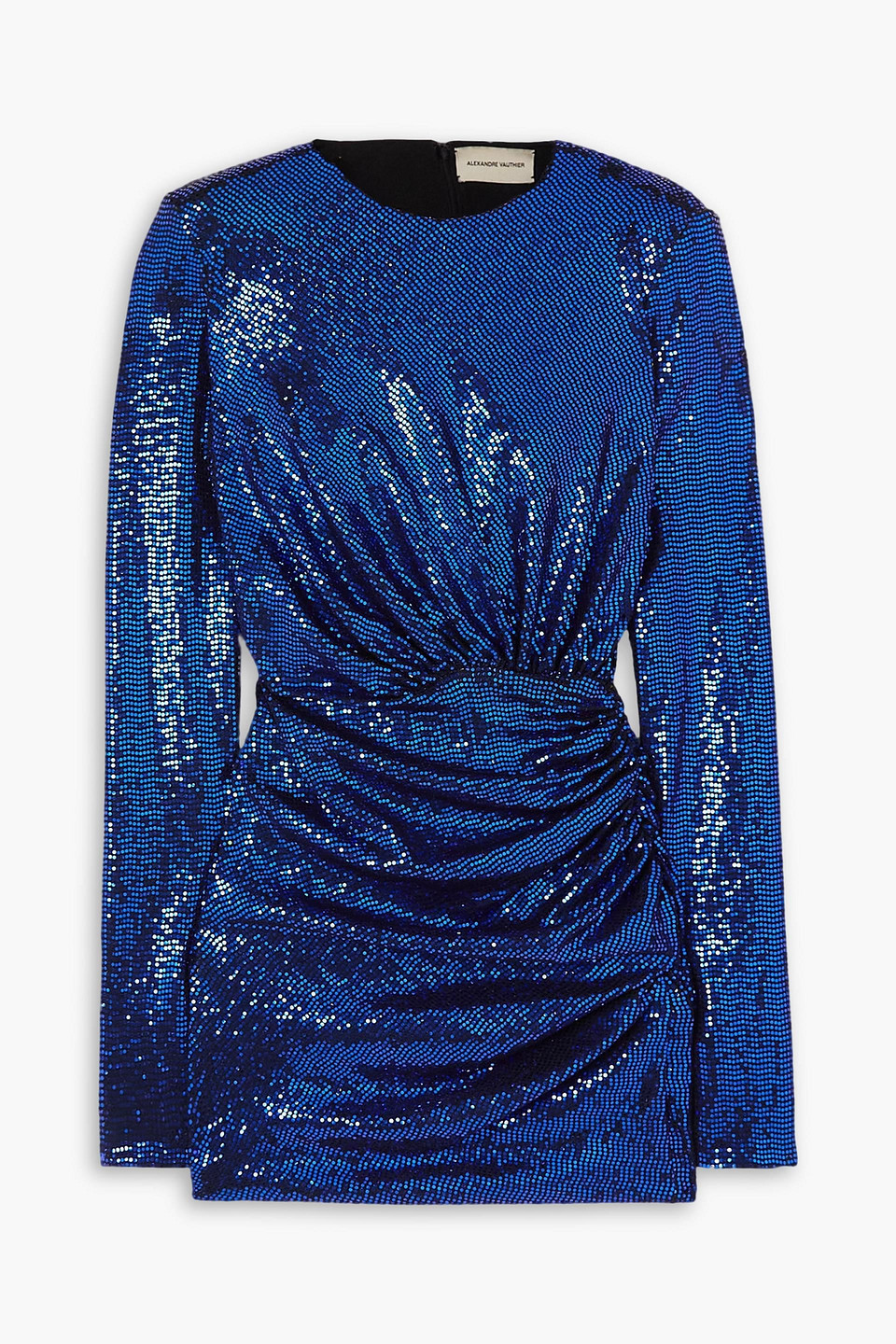 Alexandre Vauthier Ruched Sequined Stretch-satin Mini Dress In Royal Blue