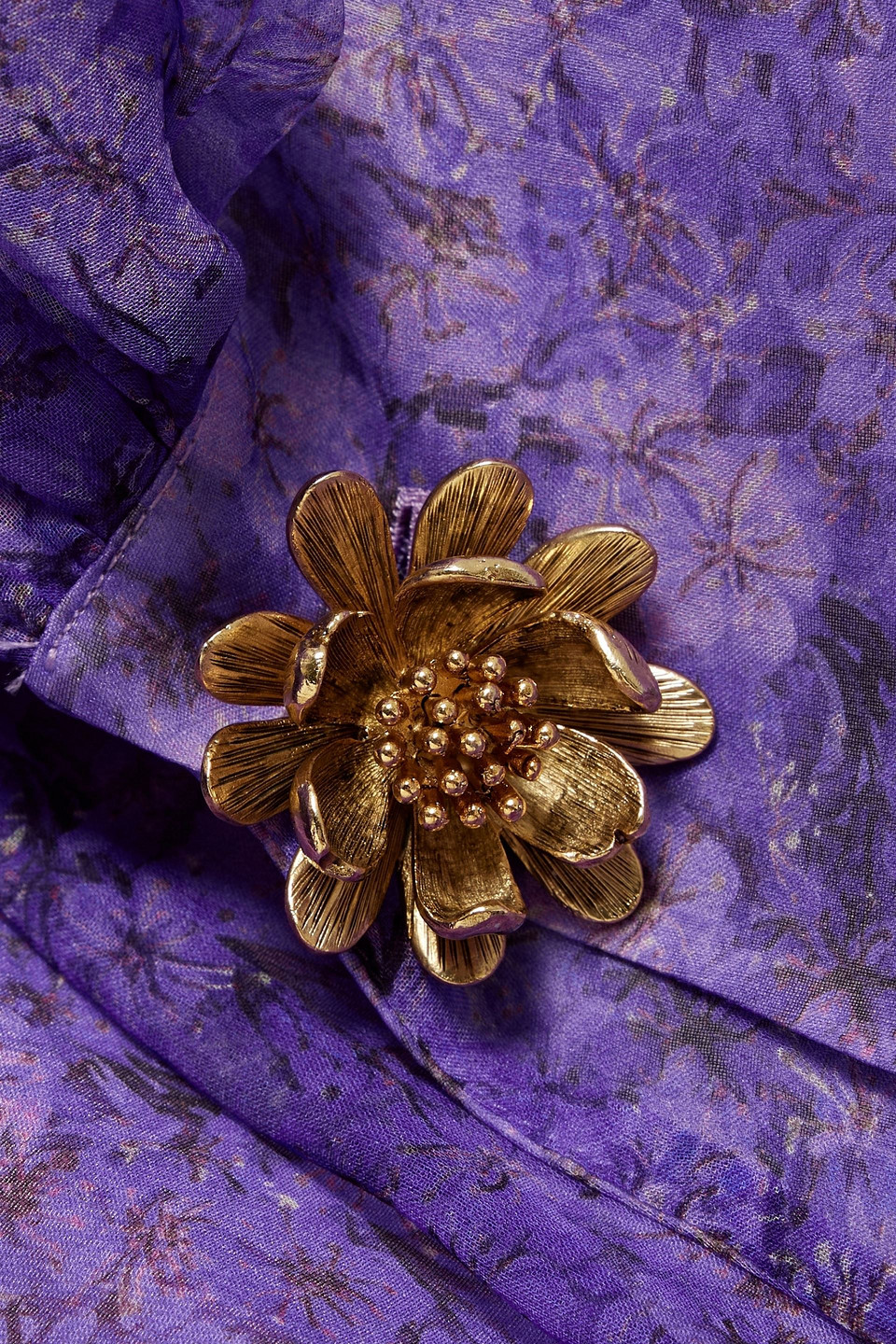 Oscar De La Renta Floral-print Silk-chiffon Blouse In Purple