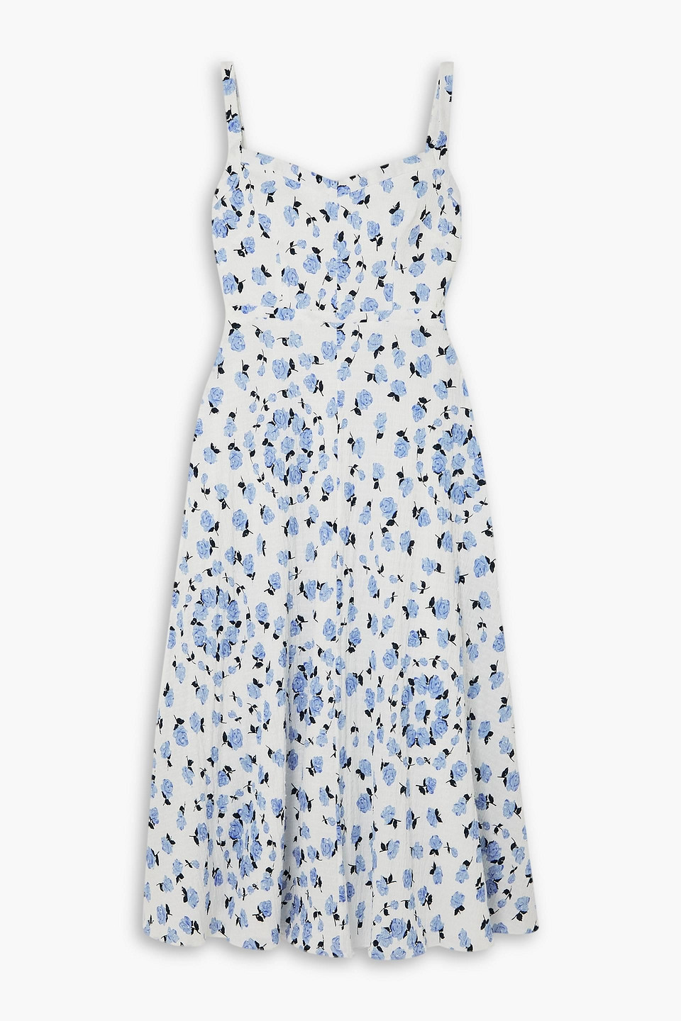 emilia wickstead blue floral dress Capucine Dress In Ditsy Rose On Navy Taffeta Faille