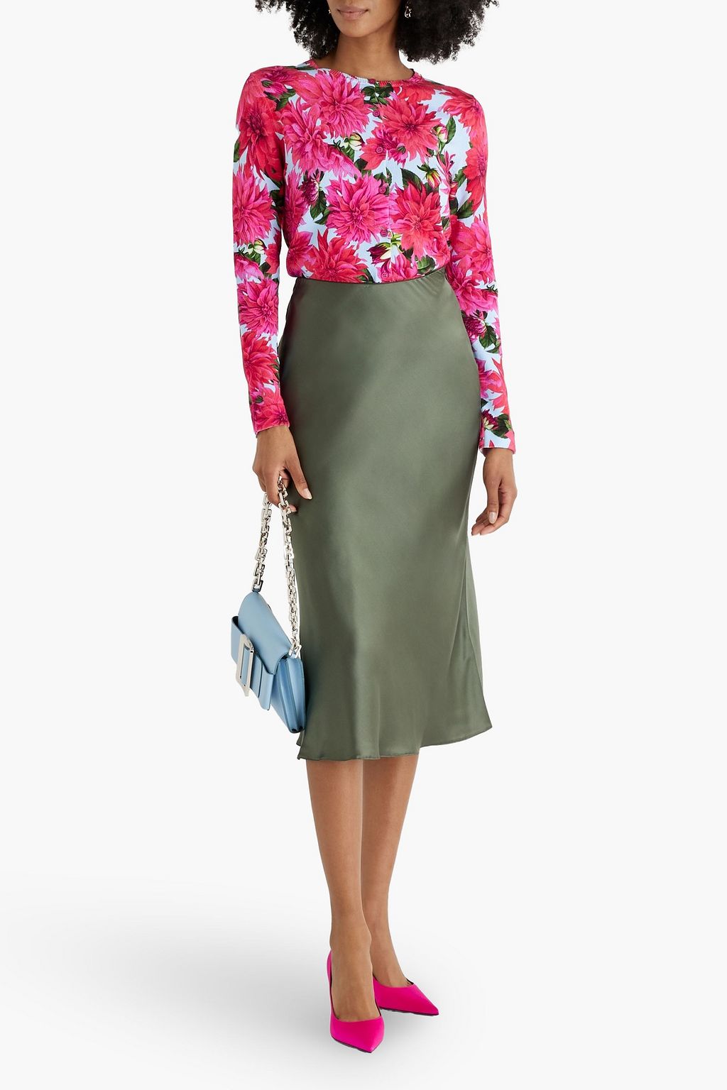 OSCAR DE LA RENTA كارديغان من مزيج من القطن مُزيّن بطبعة الأزهار