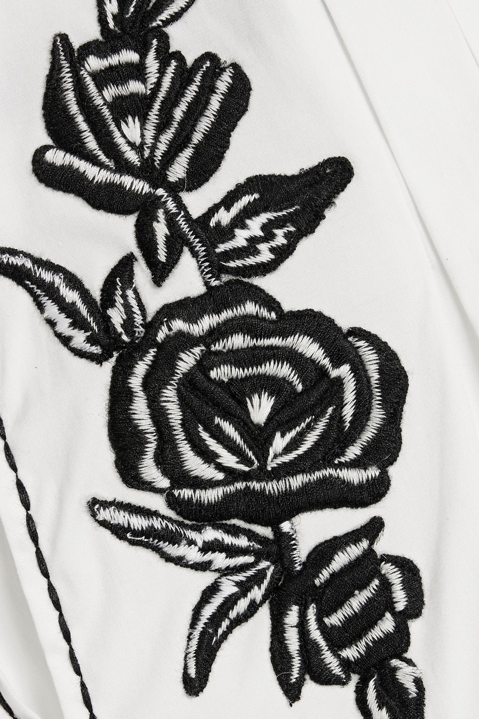 Carolina Herrera Embroidered Cotton-blend Poplin Top In White