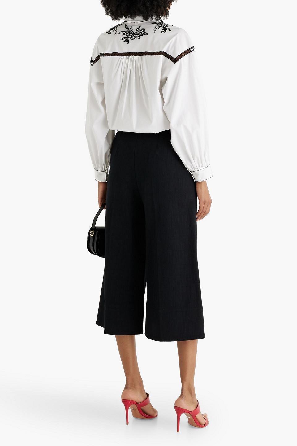 Carolina Herrera Embroidered Cotton-blend Poplin Top In White