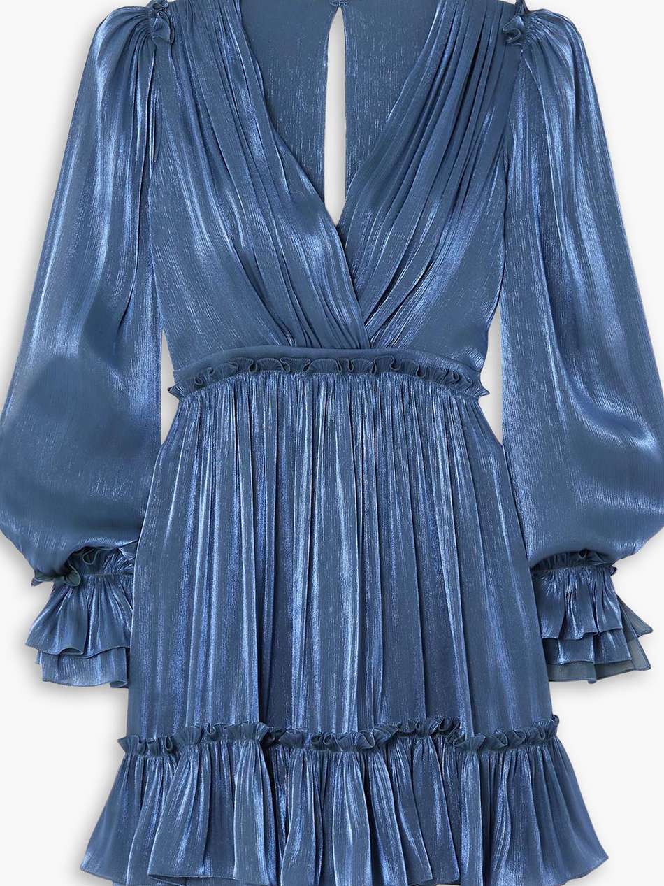 lavina ruffled metallic georgette mini dress