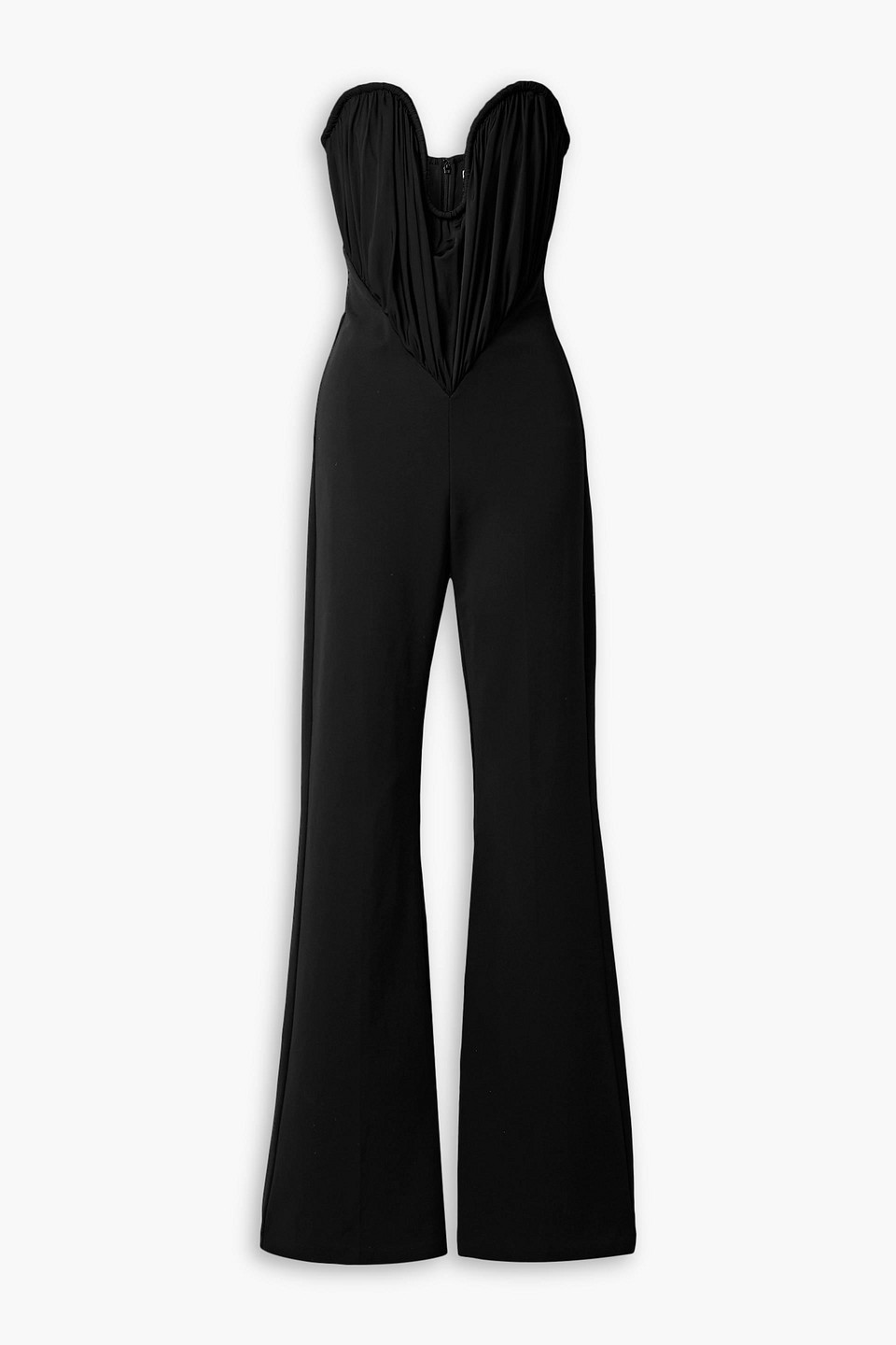 Gabriel strapless gathered glossed-jersey jumpsuit