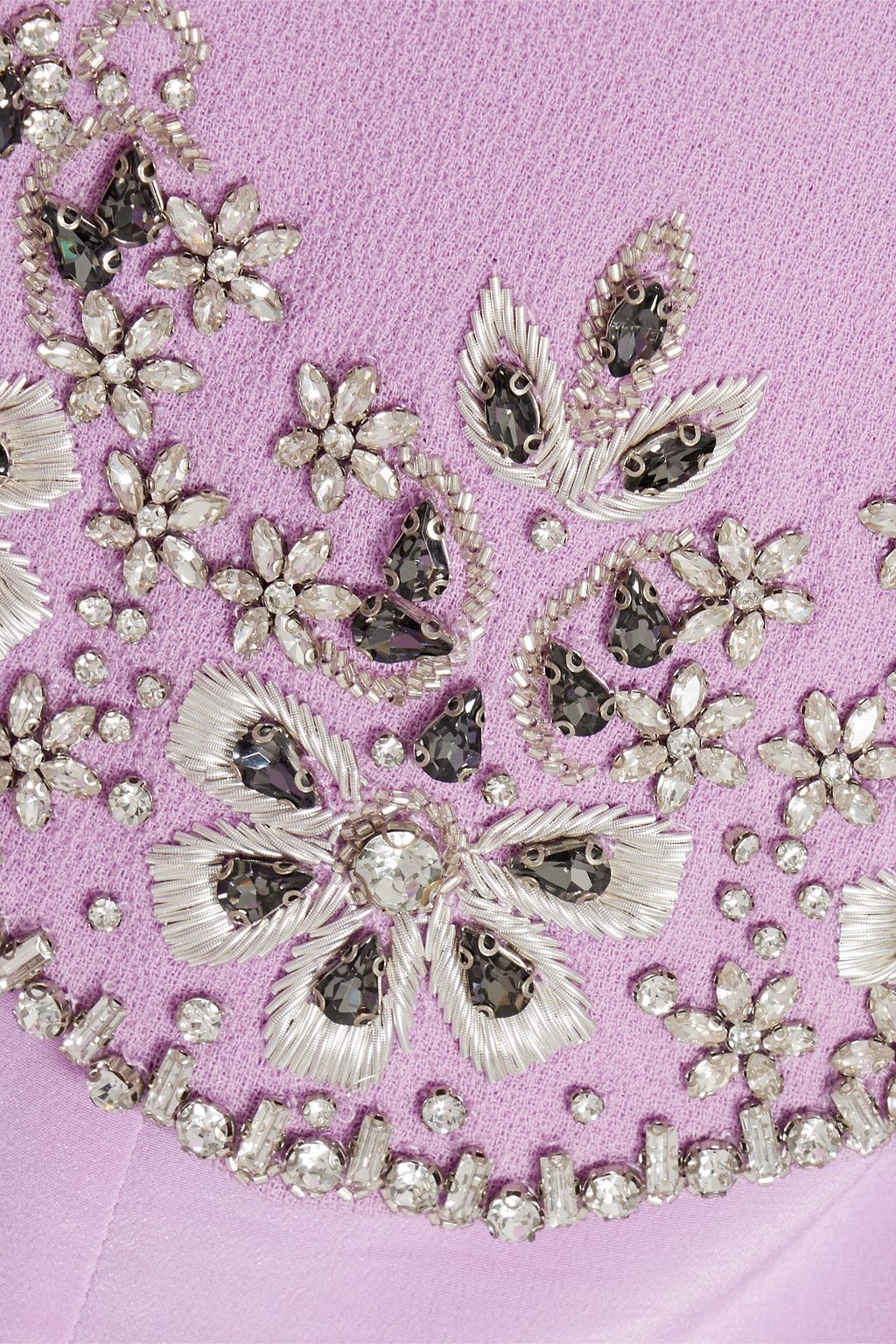 OSCAR DE LA RENTA Scalloped embellished wool-blend crepe mini dress