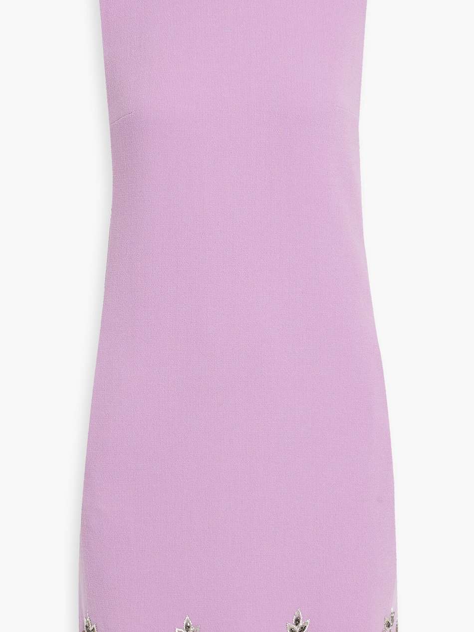 scalloped embellished wool-blend crepe mini dress