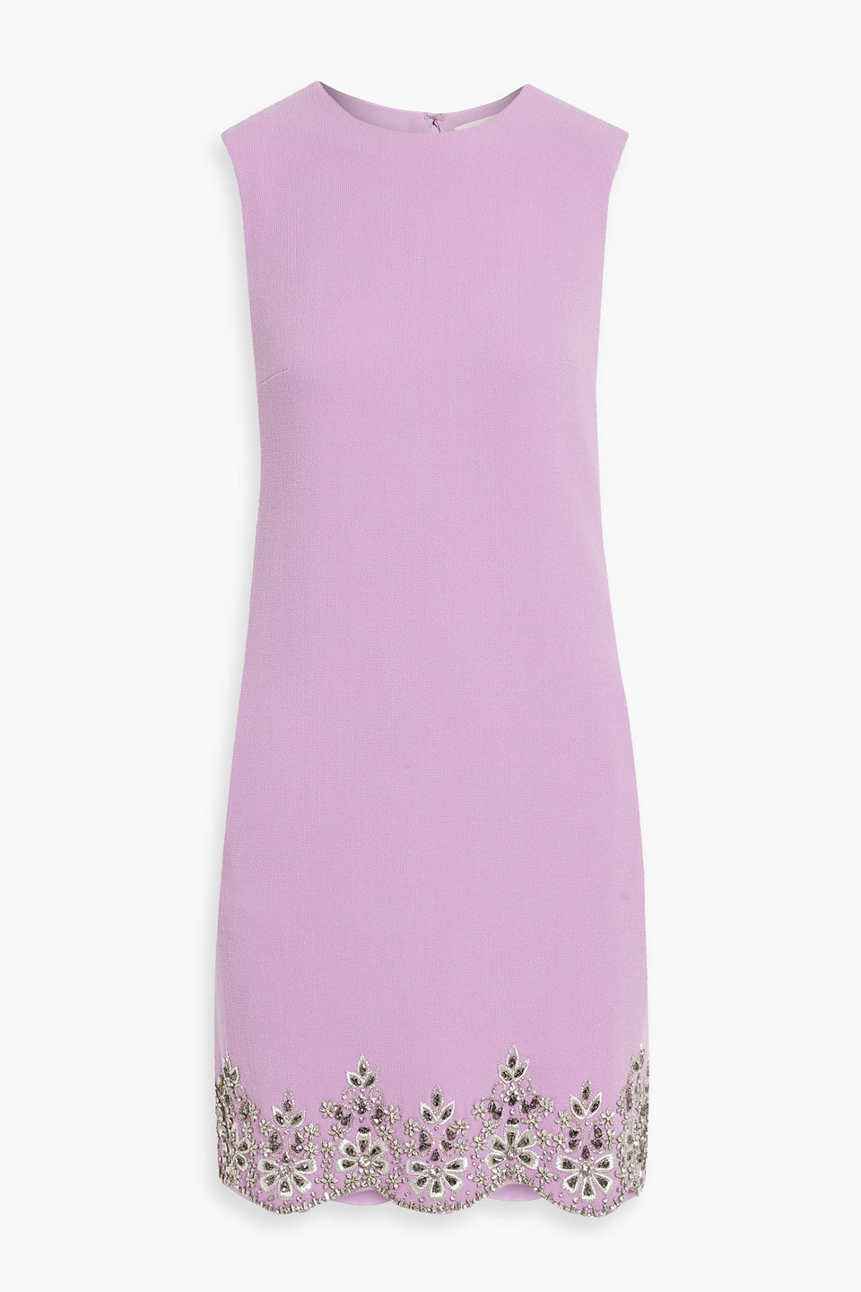 Oscar De La Renta Scalloped Embellished Wool-blend Crepe Mini Dress In Lilac