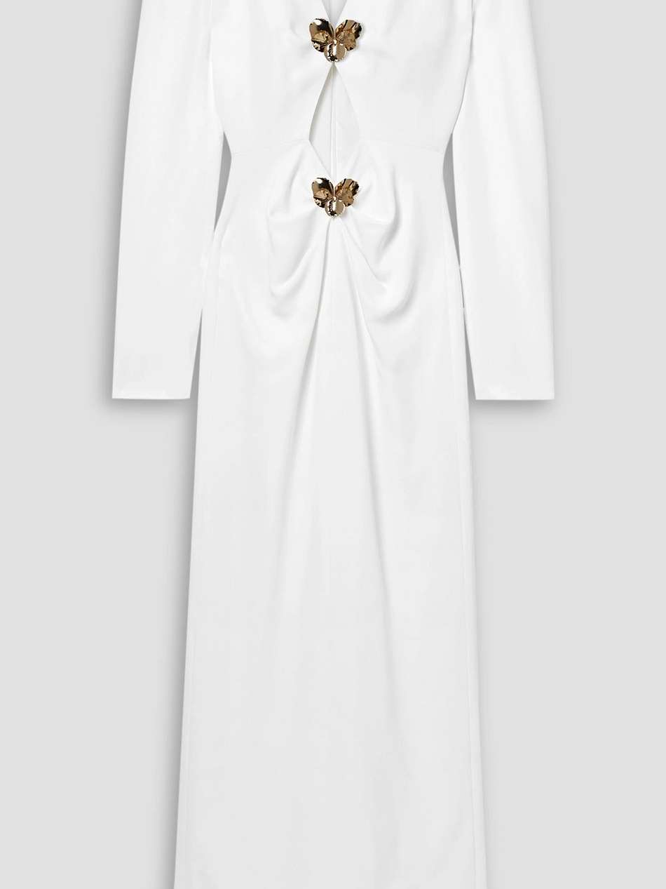 melody embellished cutout stretch-cady gown