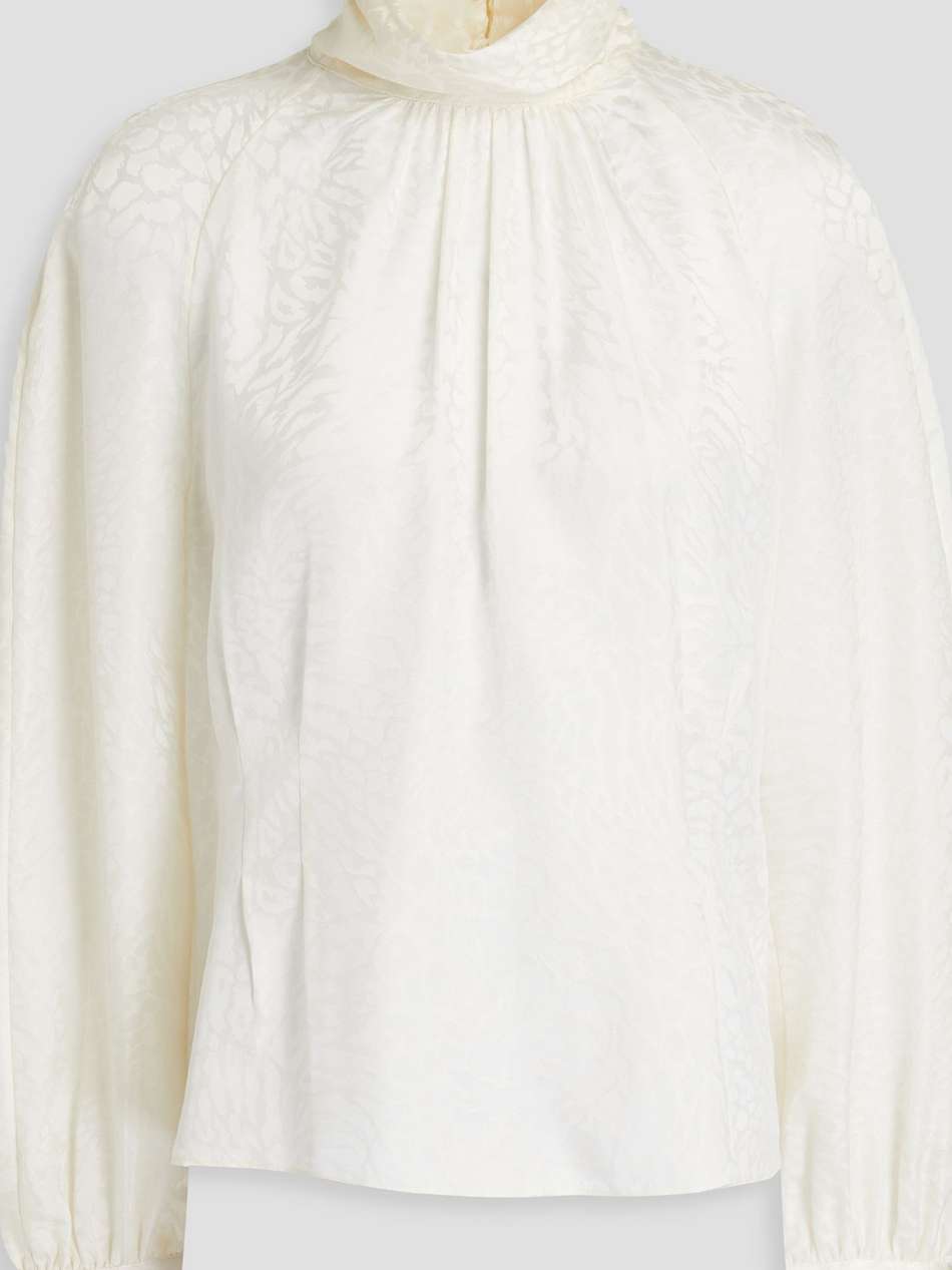 leopard-print silk-satin jacquard blouse