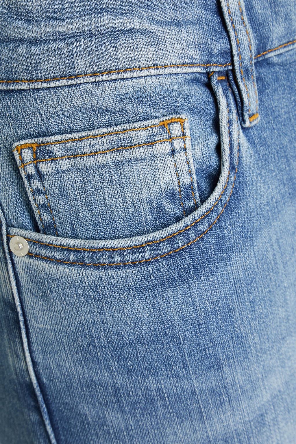 FRAME بنطلون جينز "لو ميني بوت" بقصّة بوت كت وخصر عالٍ ولون باهت
