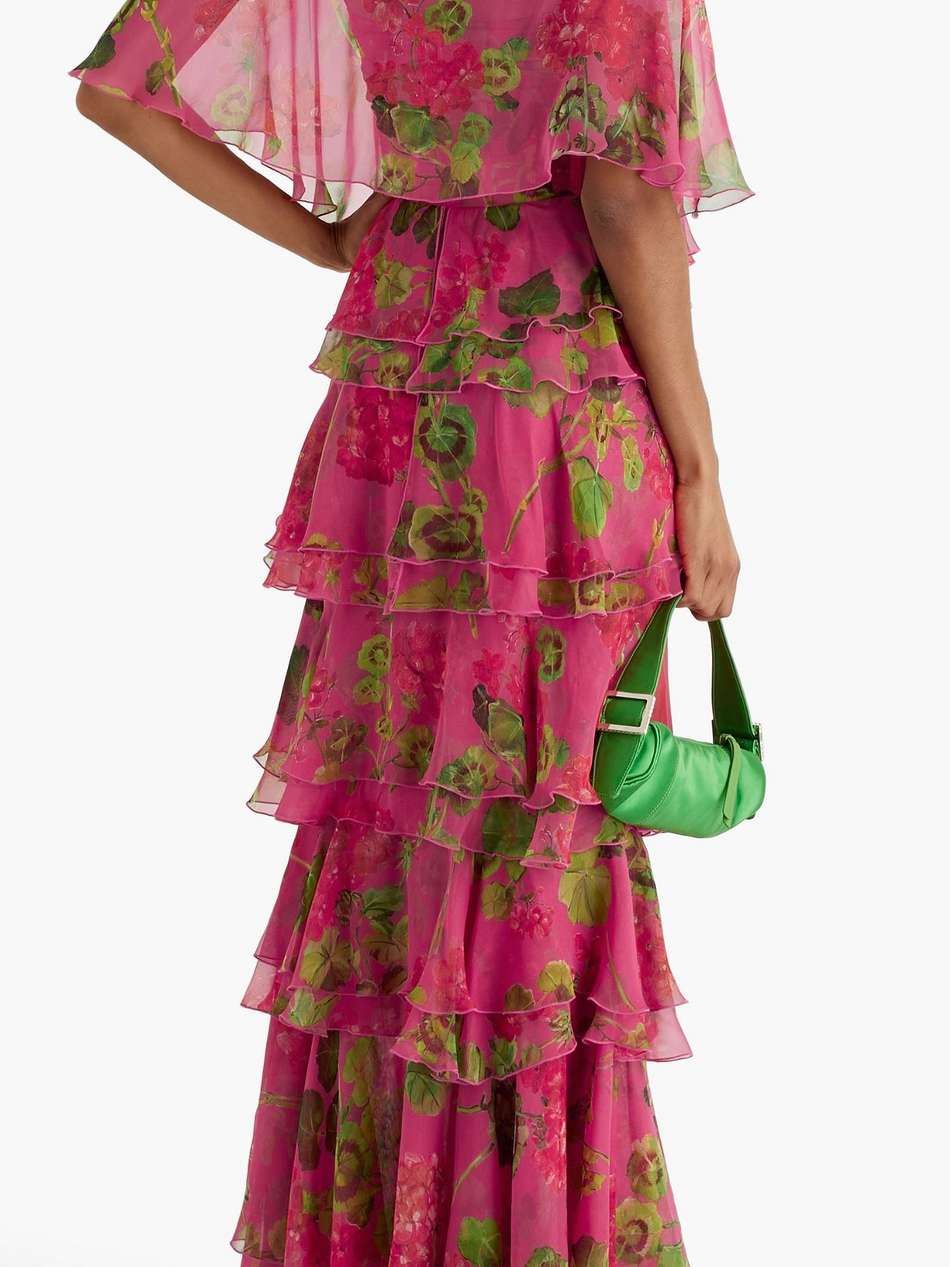 tiered floral-print silk-chiffon maxi dress