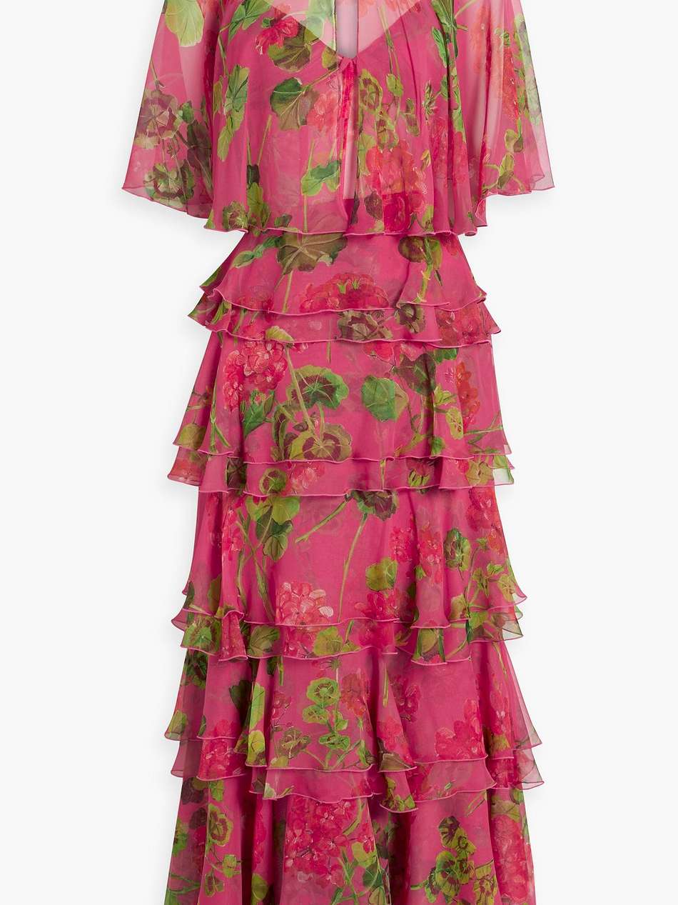 tiered floral-print silk-chiffon maxi dress