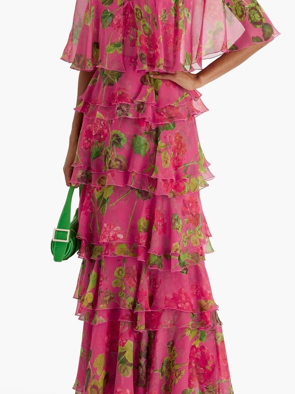 tiered floral-print silk-chiffon maxi dress