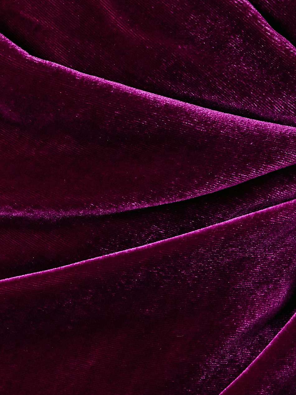 one-shoulder draped velvet gown