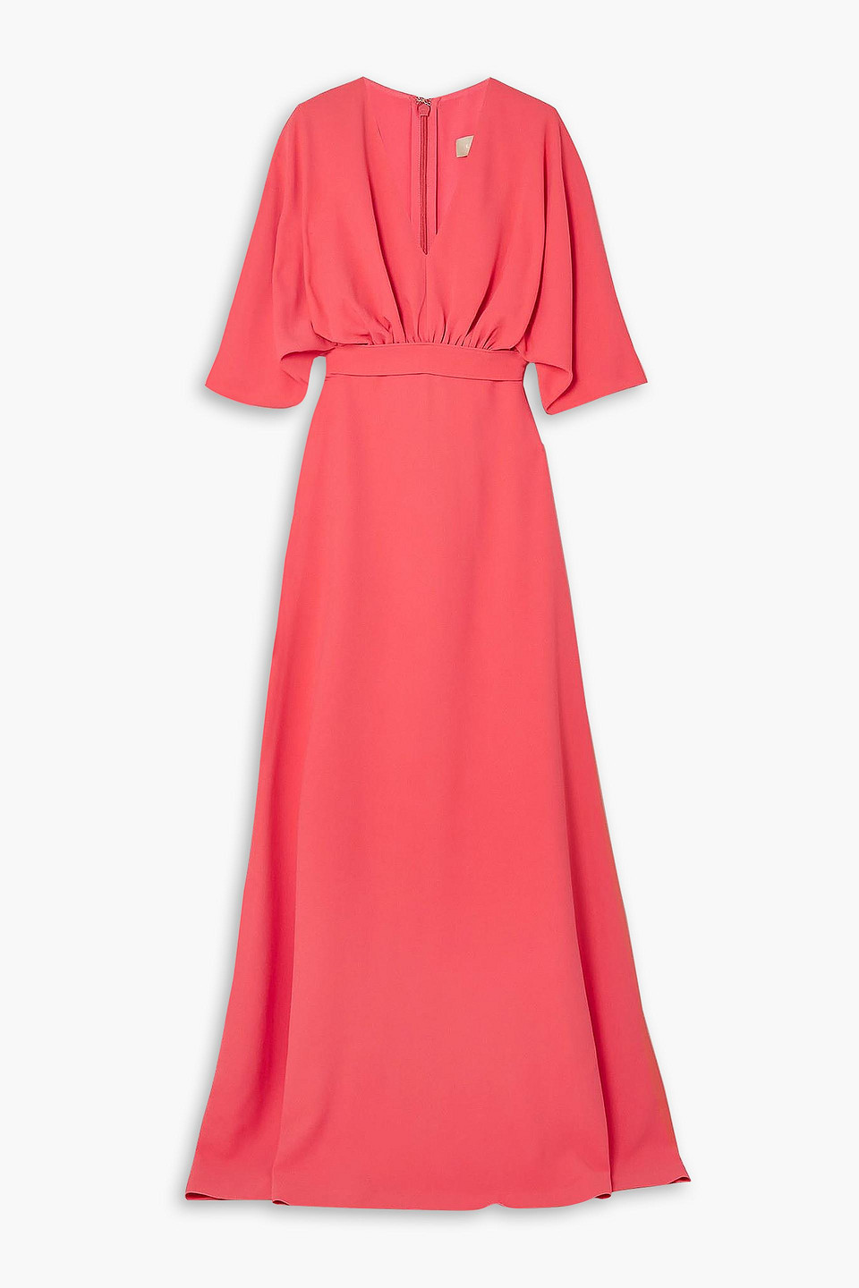 Elie Saab Ruched Cady Gown In Coral