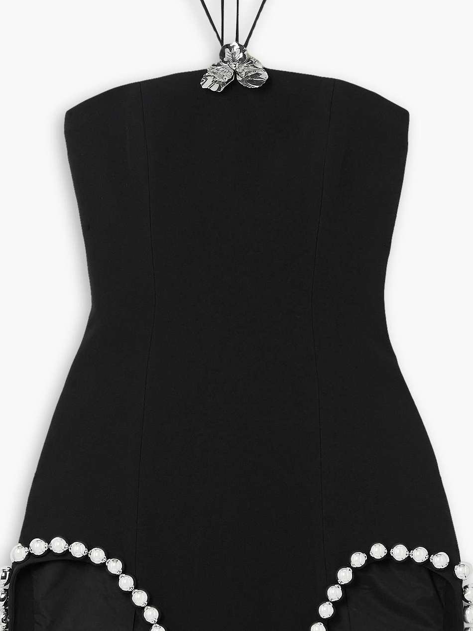 embellished cady halterneck mini dress