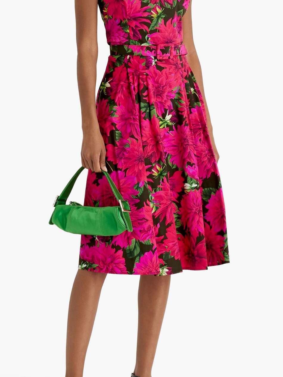 belted floral-print cotton-blend poplin dress