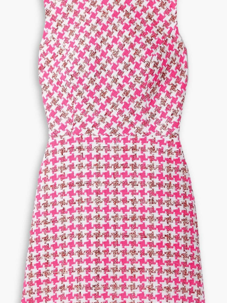 frayed houndstooth cotton-blend bouclé mini dress