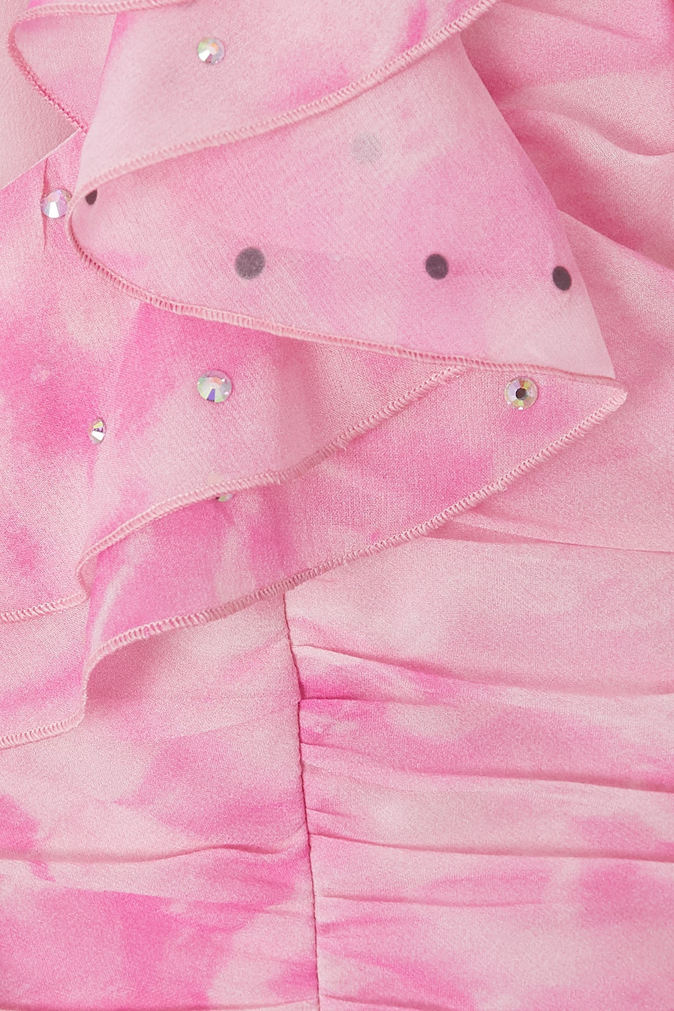 Alessandra Rich Minikleid Aus Seiden-georgette Mit Batikmuster Und Verzierungen In Pink