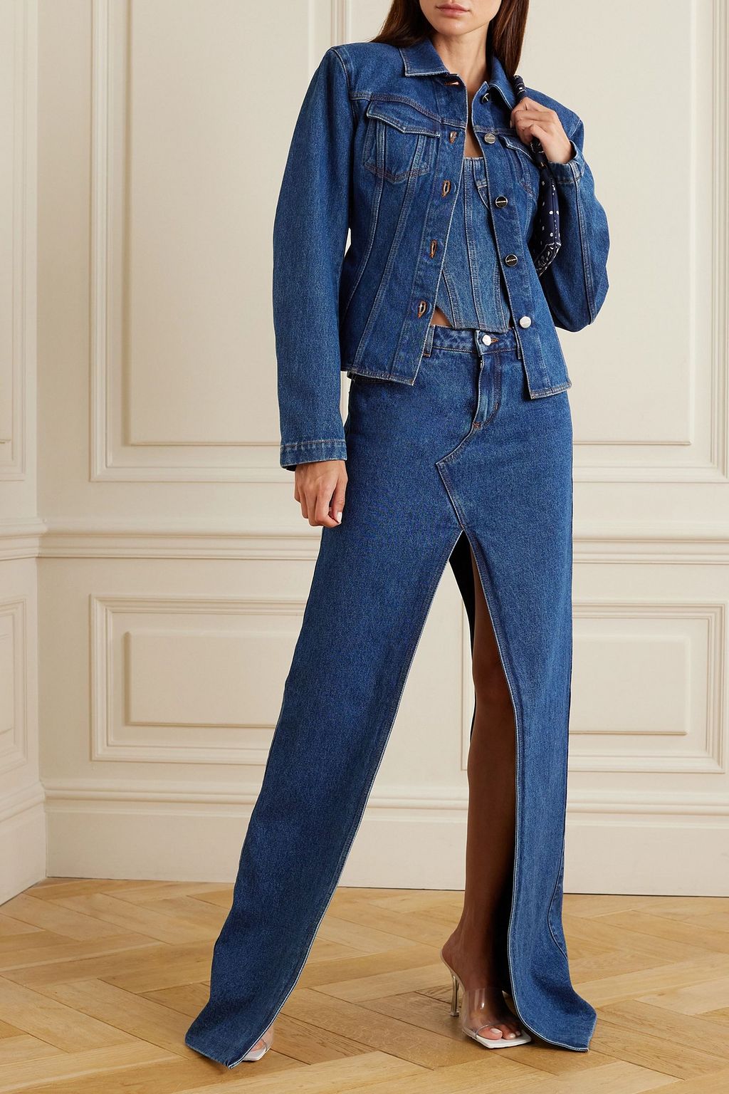DAVID KOMA Paneled denim jacket