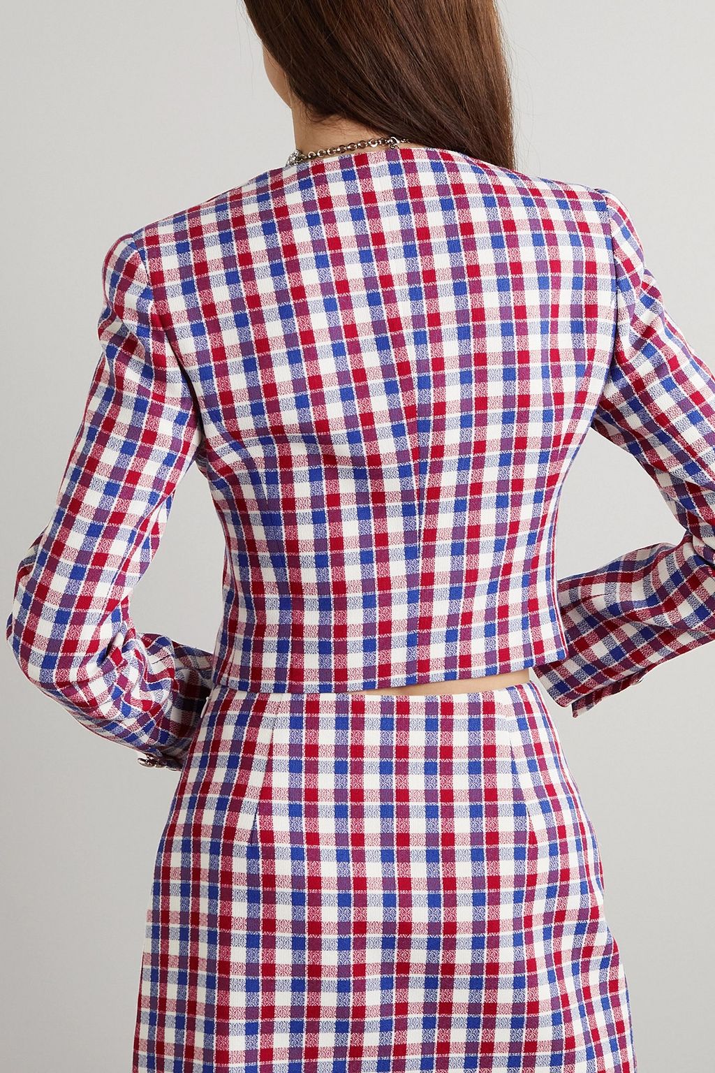 ALESSANDRA RICH Cropped checked tweed jacket
