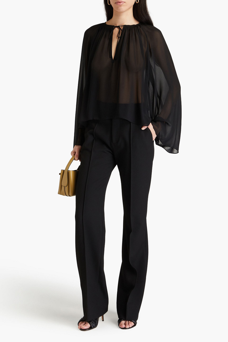Frame Silk-georgette Blouse In Black