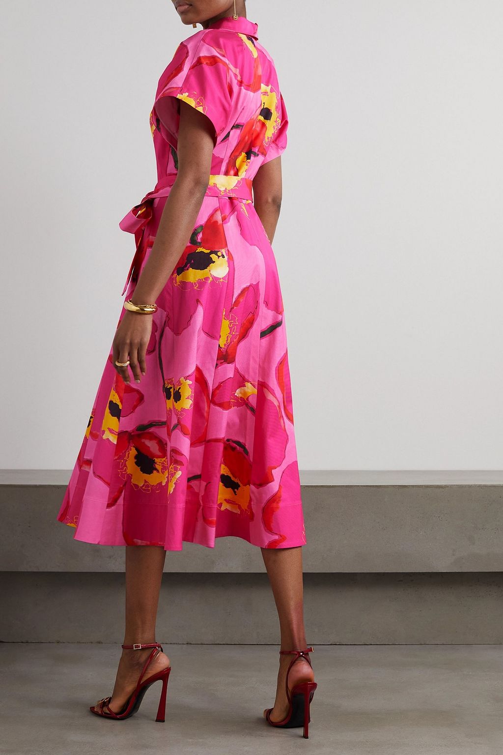 CAROLINA HERRERA Floral-print faille midi shirt dress
