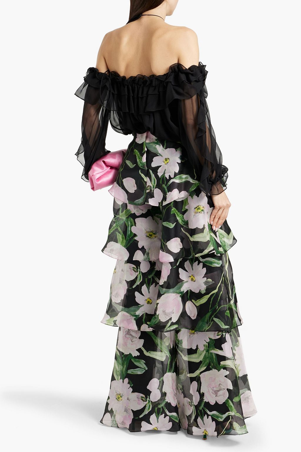CAROLINA HERRERA Tiered floral-print silk-chiffon wide-leg pants
