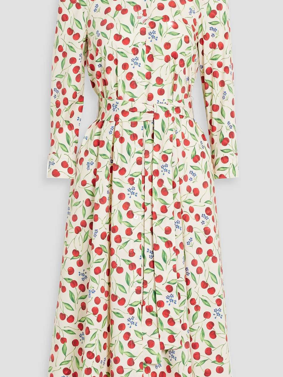 printed cotton-blend poplin shirt dress