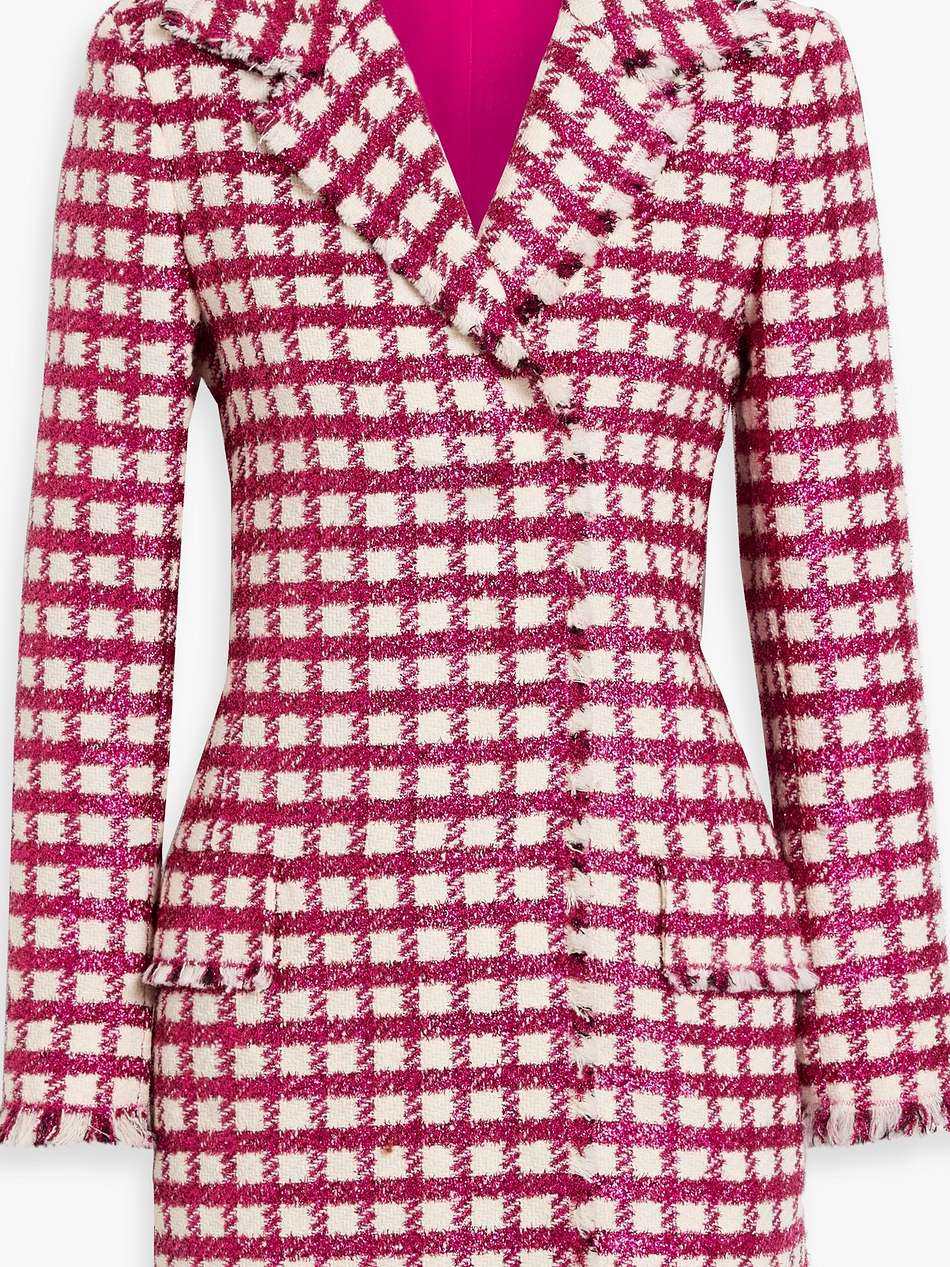 metallic checked wool-blend tweed mini dress