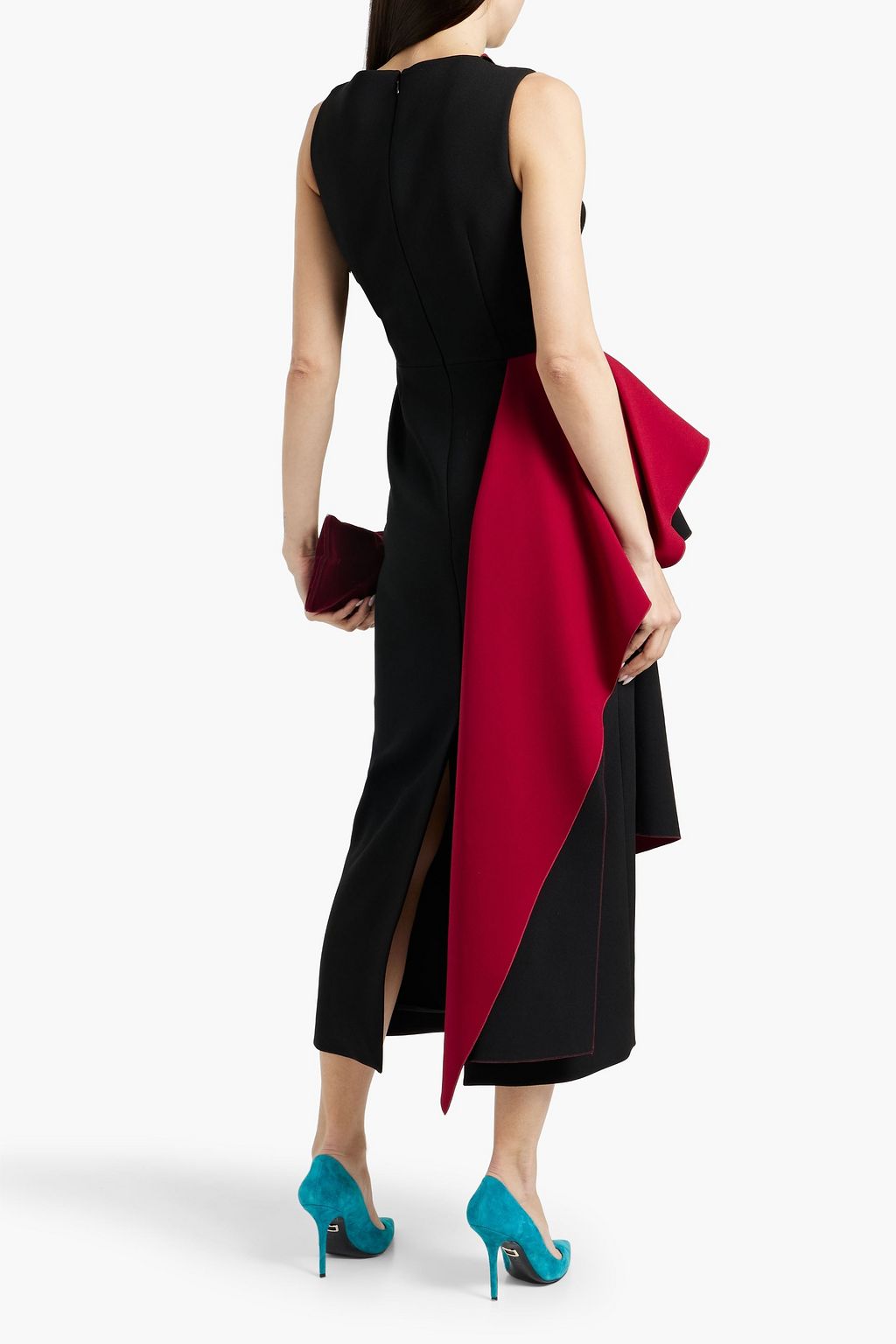 ROKSANDA Calatrava zweifarbiges Midikleid aus Crêpe mit Drapierung