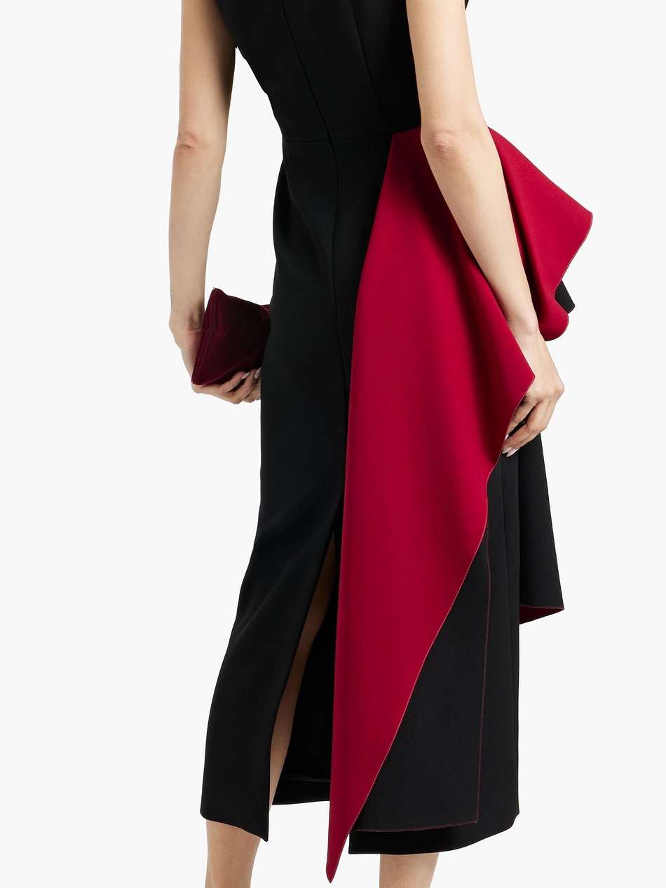 calatrava draped two-tone crepe midi dress