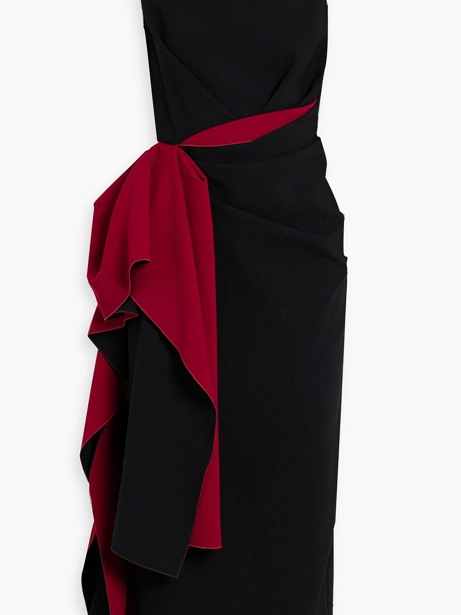 calatrava draped two-tone crepe midi dress
