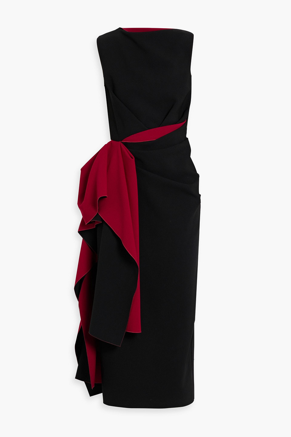 Roksanda - Calatrava draped two-tone crepe midi dress - Black - UK 6