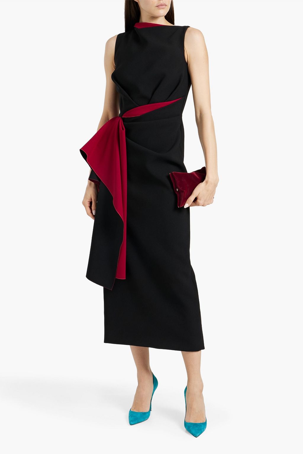 ROKSANDA Calatrava zweifarbiges Midikleid aus Crêpe mit Drapierung