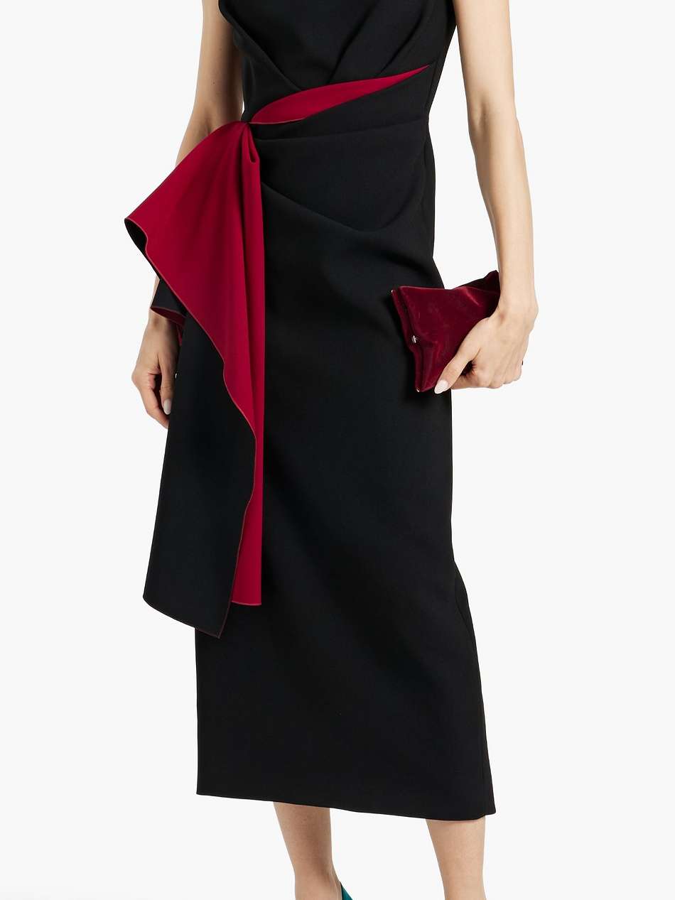 calatrava draped two-tone crepe midi dress