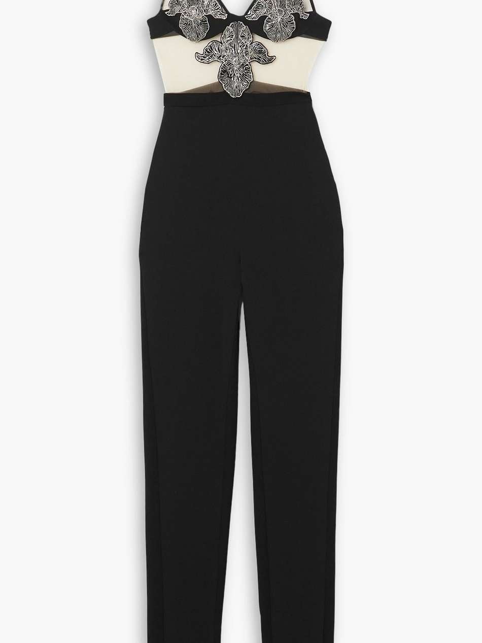 crystal-embellished crepe jumpsuit