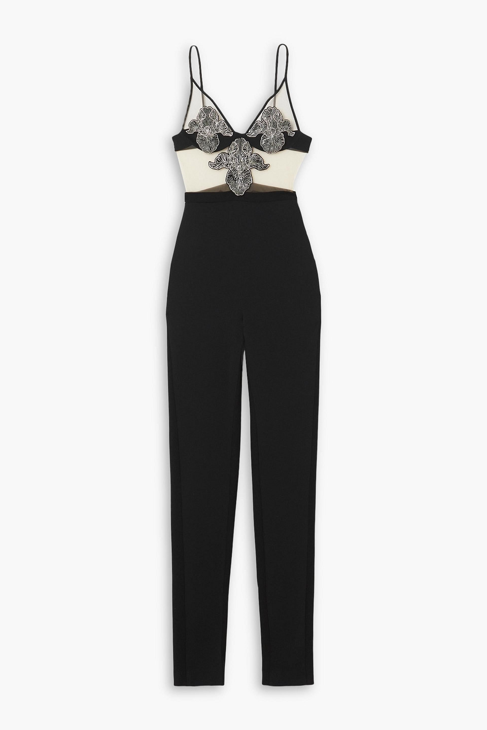 David Koma Crystal-embellished Crepe Jumpsuit In Schwarz