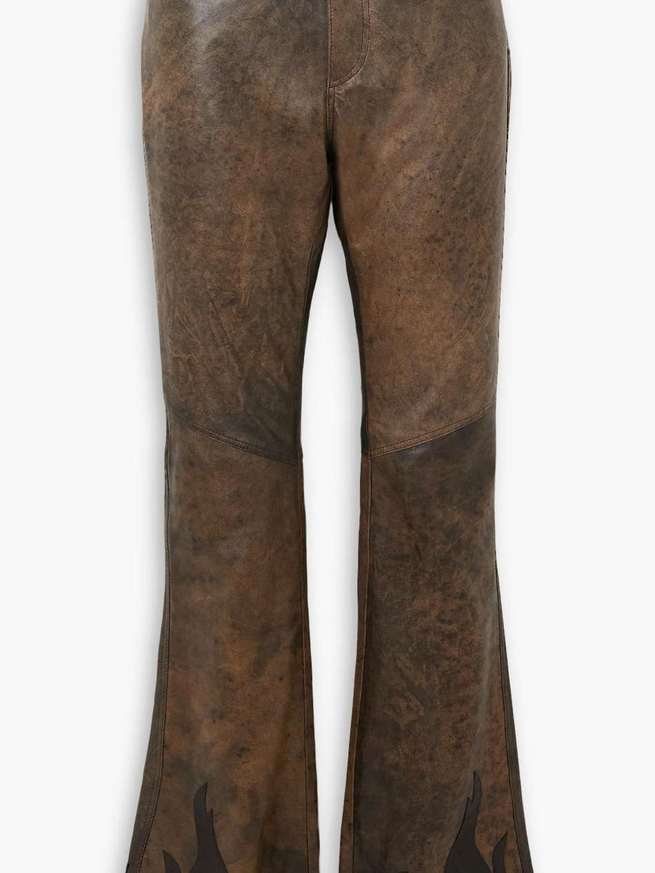 embellished leather flared pants
